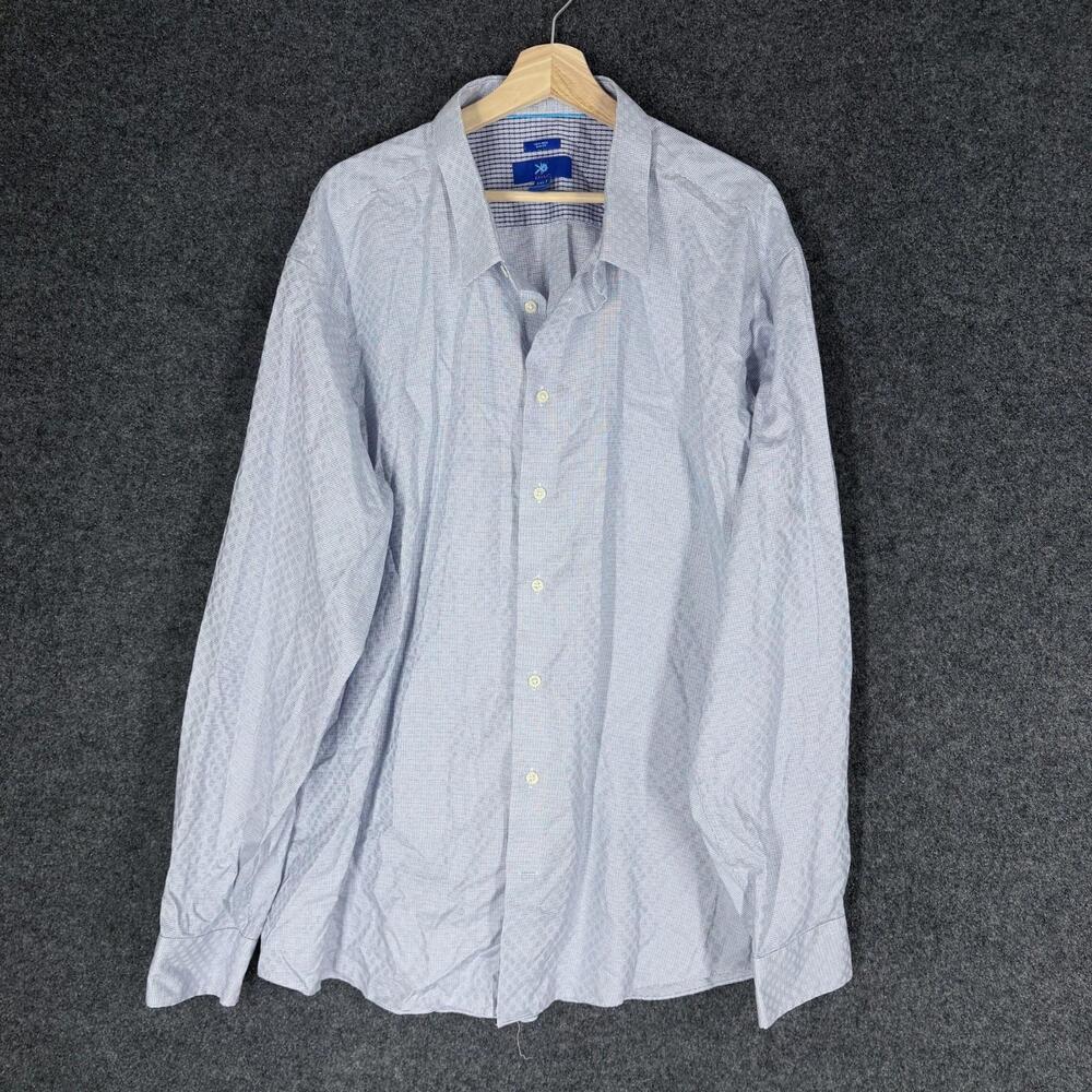 Egara Shirt Men 3XL Tall Blue Button Up Collared Long Sleeve Cotton Slim Fit